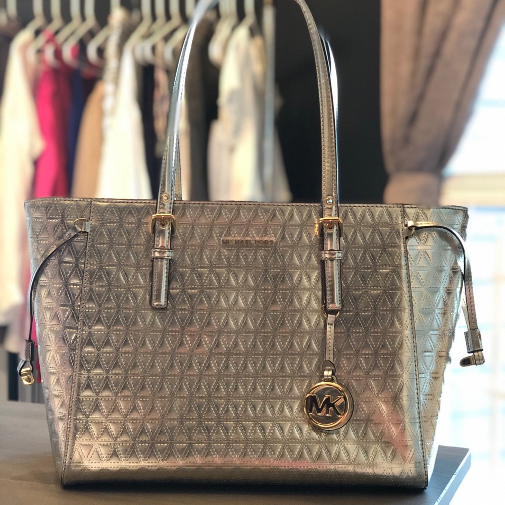 Large Silver Michael Kors Tote